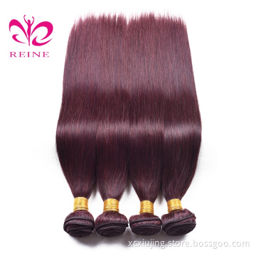 Cheap price processed 10-26" in Stock 99J peruvian human hair weaves bundles red hair extension 4 Bundles Free Shipping
